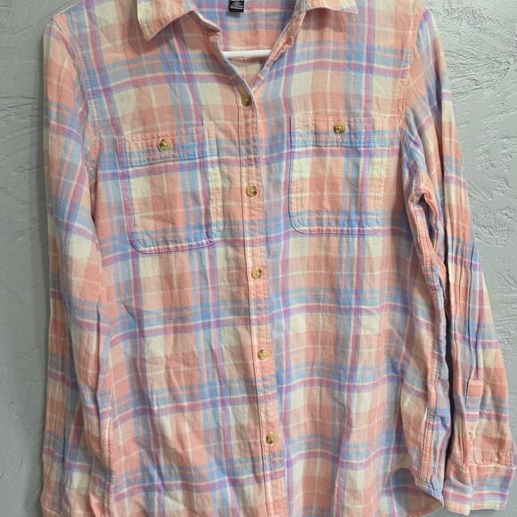 Chaps Woman's Multi-Colored Plaid Long Sleeve Button Down Short size M - Picture 4 of 8